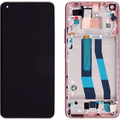 Γνήσια Οθόνη Και Μηχανισμός Αφής Με Πλαίσιο Ροζ Xiaomi Mi 11 Lite 4G 56000D0K9A00 (Service Pack)