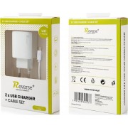 xReverse U21 2x USB Charger 2A + microUSB 1m cable White