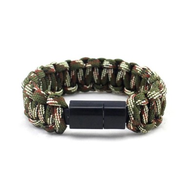 Πλεκτό βραχιόλι με USB σε lightning καλώδιο φόρτισης 22cm camo