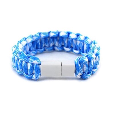 Πλεκτό βραχιόλι με USB σε lightning καλώδιο φόρτισης 22cm γαλάζιο