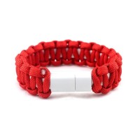 Πλεκτό βραχιόλι με USB σε lightning καλώδιο φόρτισης 22cm κόκκινο