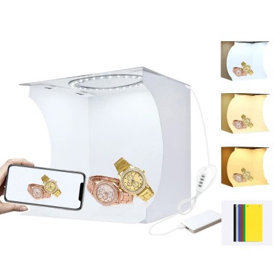 PULUZ PU5023 Μίνι αναδιπλούμενο στούντιο φωτογράφισης 24x23x22cm με LED ring panel 1000LM και 6 σκηνικά