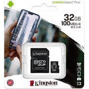 Kingston memory card microSDHC Canvas Select Plus (32GB | class 10 | UHS-I | 100 MB/s) + adapter
