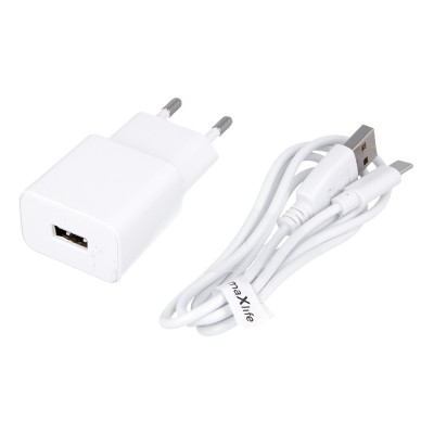 Maxlife MXTC-01 charger 1x USB 1A whIte + USB-C 1m cable