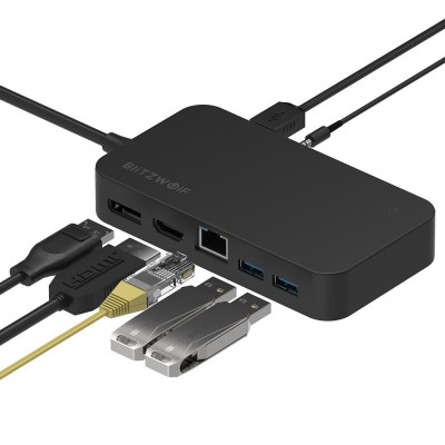 BlitzWolf BW-TH7 7-in-1 Hub for Windows Surface , HDMI 1080P@60Hz , 3x USB Ports, 1x RJ45 Gigabit - Black