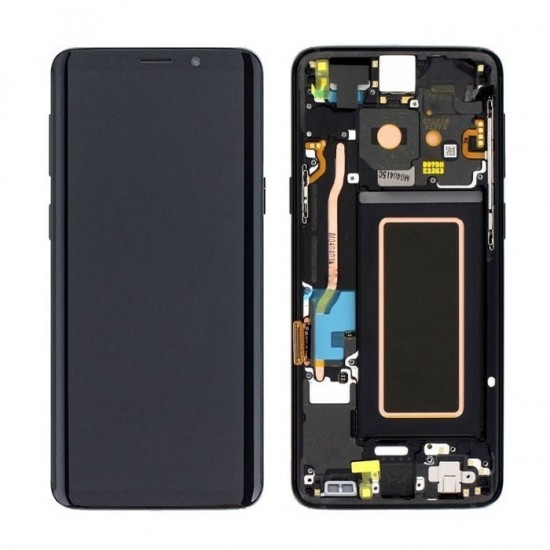 Γνήσια Οθόνη LCD με Μηχανισμό Αφής και Πλαίσιο για Samsung Galaxy S9 G960F GH97-21696A  SUPER AMOLED - Χρώμα: Μαύρο