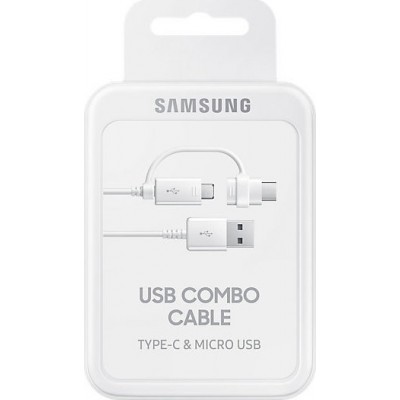 Original Samsung Regular USB to micro USB/USB Type C Cable Λευκό 1.5m (EP-DG930DWEG)