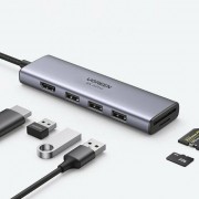 Ugreen 6in1 multifunctional USB Type C HUB - 3x USB 3.2 Gen 1 / HDMI 4K 60Hz / SD and TF memory card reader gray (60383 CM511)