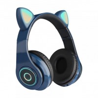 Wireless Bluetooth Headphones with Cat Ears Foldable Z-B39 Blue