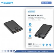 Veger Φορητός Φορτιστής S11 Power Bank LCD Display USB - USB Type C QC 3.0 / Power Delivery 20W 10000mAh - Μαύρο (VP1140)