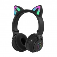 Wireless Bluetooth Headphones with Cat Ears Foldable Z-B39 Black