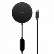 Baseus Simple Mini2 15W Magnetic Qi Wireless Charger Compatible with MagSafe Black (CCJJ010001)