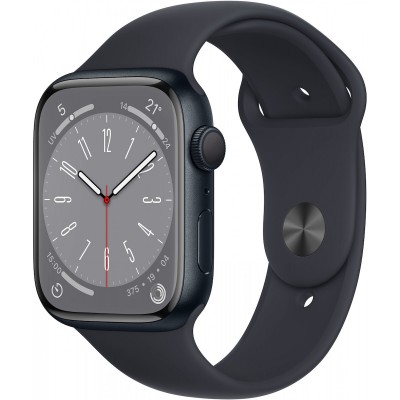 Apple Watch Series 8 Cellular Aluminium 41mm Αδιάβροχο με eSIM και Παλμογράφο (Midnight with Midnight Sport Band)