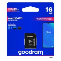 Memory Card GOODRAM microSD SD 16GB CLASS 10 UHS I 100MB/s with adapter