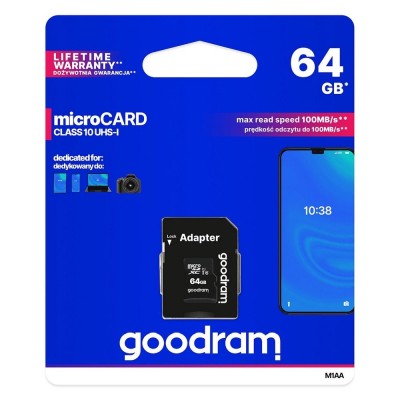 Memory Card GOODRAM microSD SD 64GB CLASS 10 UHS I 100MB/s with adapter