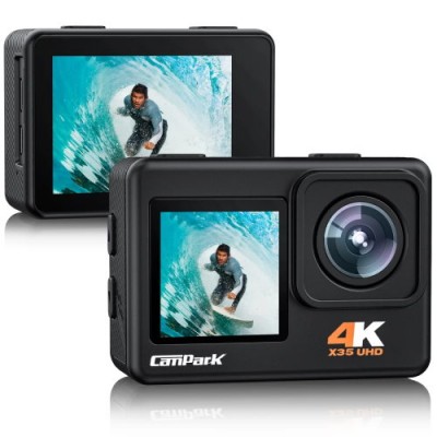 CamPark X35 Action Camera με Διπλή Έγχρωμη Οθόνη (4K-Sony 24MP-EIS-WiFi-2 μπαταρίες)