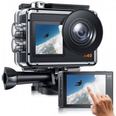 CamPark X40 με Διπλή Έγχρωμη Οθόνη (4K-20MP-2x Zoom-EIS-WiFi-2 μπαταρίες-Τηλεχειριστήριο Βραχιόλι)