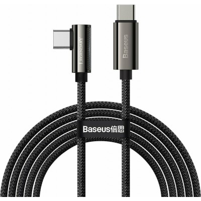 Baseus Legend Angle (90°) / Braided USB 2.0 Cable USB-C male - USB-C male Μαύρο 2m (CATCS-A01)