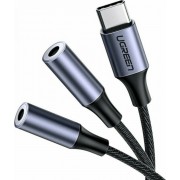 Ugreen AV144 Adapter USB-C (m) - Dual 3.5mm Jack (f) 20cm Grey (30732)