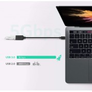 Ugreen USB (female) - USB-C (male) OTG cable adapter 15 cm USB 3.0 5Gbps black (US154 30701)