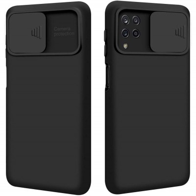 Nexeri Silicone Case with Camera Lens Privacy Slider Cover for Samsung Galaxy A12 black