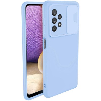 Nexeri Silicone Case with Camera Lens Privacy Slider Cover for Samsung Galaxy A32 4G light blue