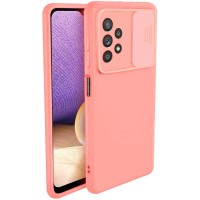 Nexeri Silicone Case with Camera Lens Privacy Slider Cover for Samsung Galaxy A32 4G peach
