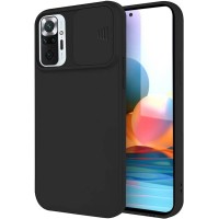 Nexeri Silicone Case with Camera Lens Privacy Slider Cover for Xiaomi Redmi Note 10 black