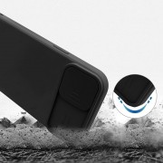 Nexeri Silicone Case with Camera Lens Privacy Slider Cover for iPhone 11 black