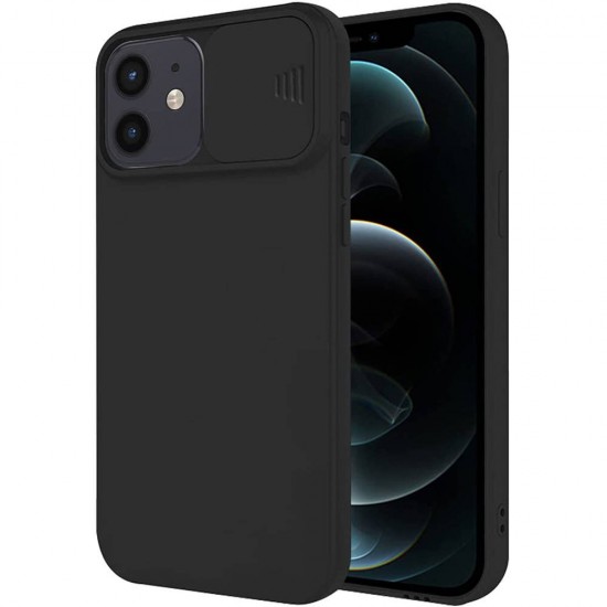 Nexeri Silicone Case with Camera Lens Privacy Slider Cover for iPhone 11 black