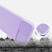 Nexeri Silicone Case with Camera Lens Privacy Slider Cover for iPhone 12 purple