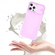 Nexeri Silicone Case with Camera Lens Privacy Slider Cover for iPhone 12 purple