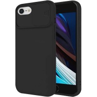 Nexeri Silicone Case with Camera Lens Privacy Slider Cover for iPhone 7/8/SE 2020 black
