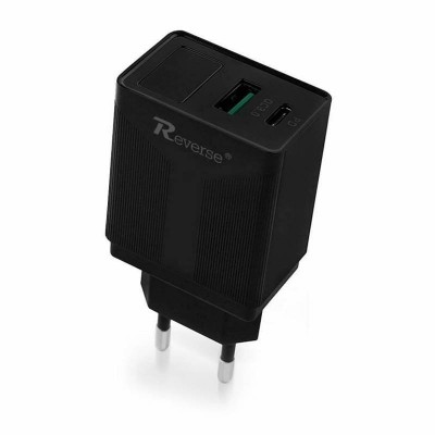 Reverse U53 3A 20W 1xUSB + 1xUSB-C PD Type C Wall Charger black