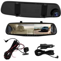T600 Full HD Driving Recorder Rear View Camera Mirror black