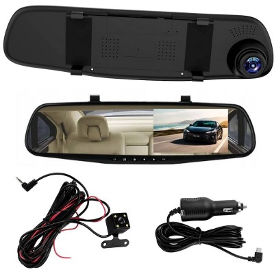 T600 Full HD Driving Recorder Rear View Camera Mirror black