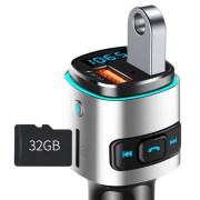 FM Transmitter (Bluetooth + USB + SD Card) με Fast Charging Quick Charge 3.0 QC (BC41) 