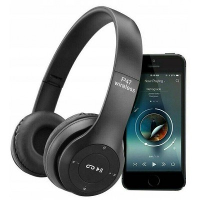 P47 Wireless BT Over Ear Ακουστικά Μαύρα