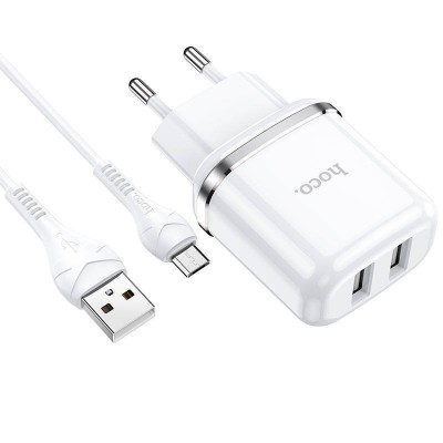 Φορτιστής 2,4A 2xUSB και Καλώδιο 1m Micro USB Hoco N4 Smart Dual USB