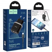 Φορτιστής 2,4A 2xUSB και Καλώδιο 1m USB Type C Hoco N4 Smart Dual USB USB-C