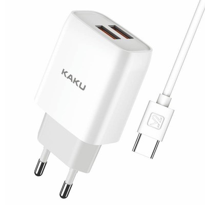 Φορτιστής 2,4A 2xUSB με καλώδιο USB Type C KAKU Dual Port Charger Set USB-C EU (KSC-397)