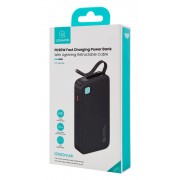 USAMS power bank CD225 με καλώδιο Lightning, 2x θύρες εξόδου, 10000mAh, 20W, μαύρο
