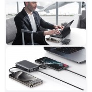 USAMS power bank CD228 με 2x καλώδια, 2x θύρες εξόδου, 10000mAh, 20W, ασημί