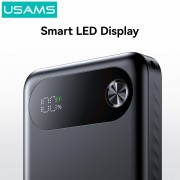 USAMS power bank CD249 με οθόνη, 3x θύρες εξόδου, 10000mAh, PD20W, μαύρο