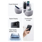 USAMS power bank CD249 με οθόνη, 3x θύρες εξόδου, 10000mAh, PD20W, λευκό