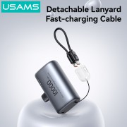 USAMS power bank CD252 με stand, 2x θύρες εξόδου, 10000mAh, 20W, γκρι