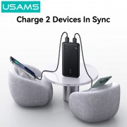 USAMS power bank CD253, 2x θύρες εξόδου, 10000mAh, 10W, μαύρο