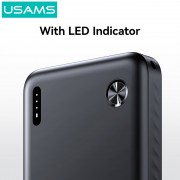USAMS power bank CD253, 2x θύρες εξόδου, 10000mAh, 10W, μαύρο