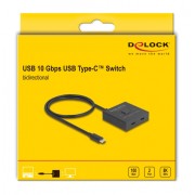 DELOCK USB-C switch 18911, 2 σε 1 bidirectional, 10Gbps, 8K, 100W, μαύρο