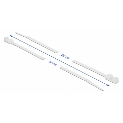 DELOCK Δεματικά καλωδίων 18945 με οπή στερέωσης, 200x4.8mm, λευκά, 10τμχ